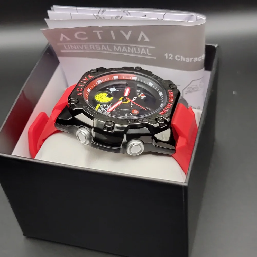 NEW Activa Digital Men's Watch 55mm Red ACW8092-003 Steering Wheel Chronograph